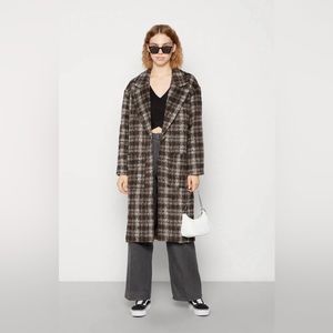 Cotton On Plaid One Button Coat
